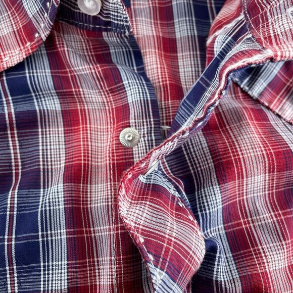 Wrangler Mens Red & Blue Plaid Western Button-Up Shirt Size M 5498 - Picture 5 of 9